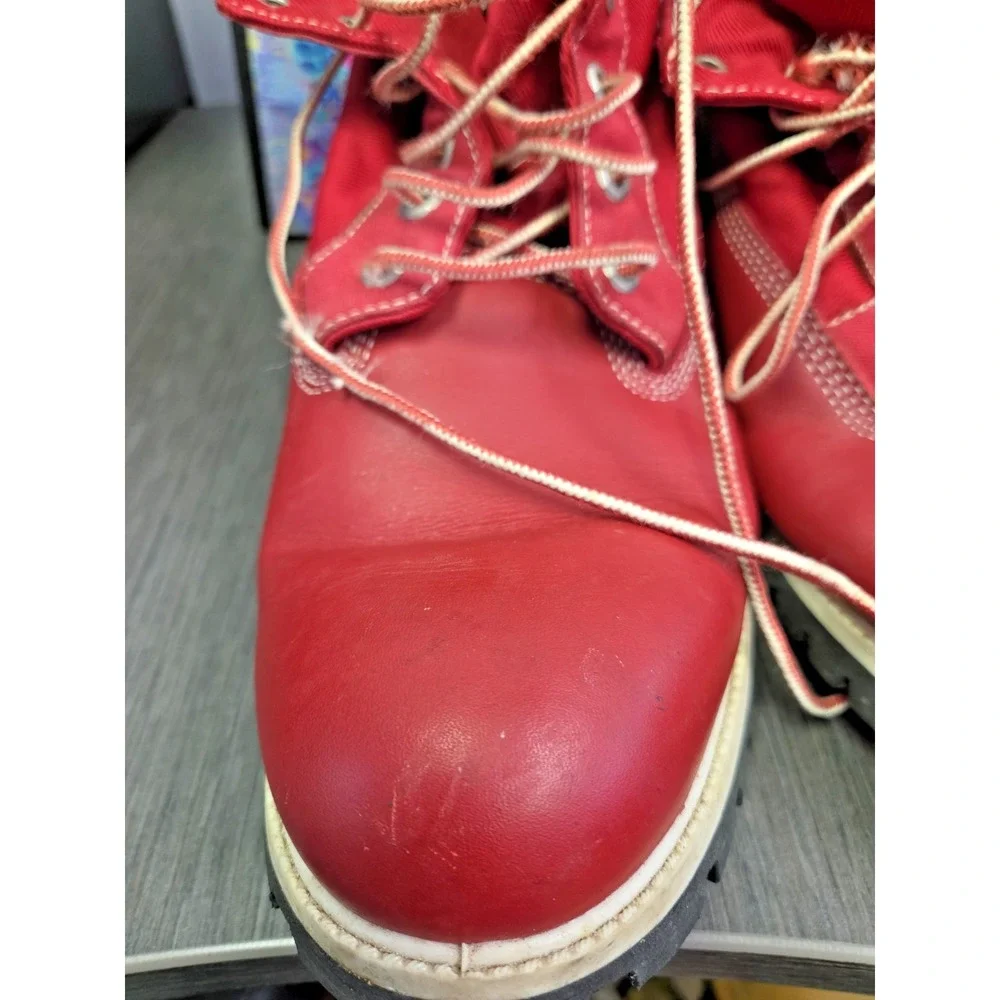 Timberland Mens Vintage Red Leather Convertible Lace Up Combat Boots 90's Rare
